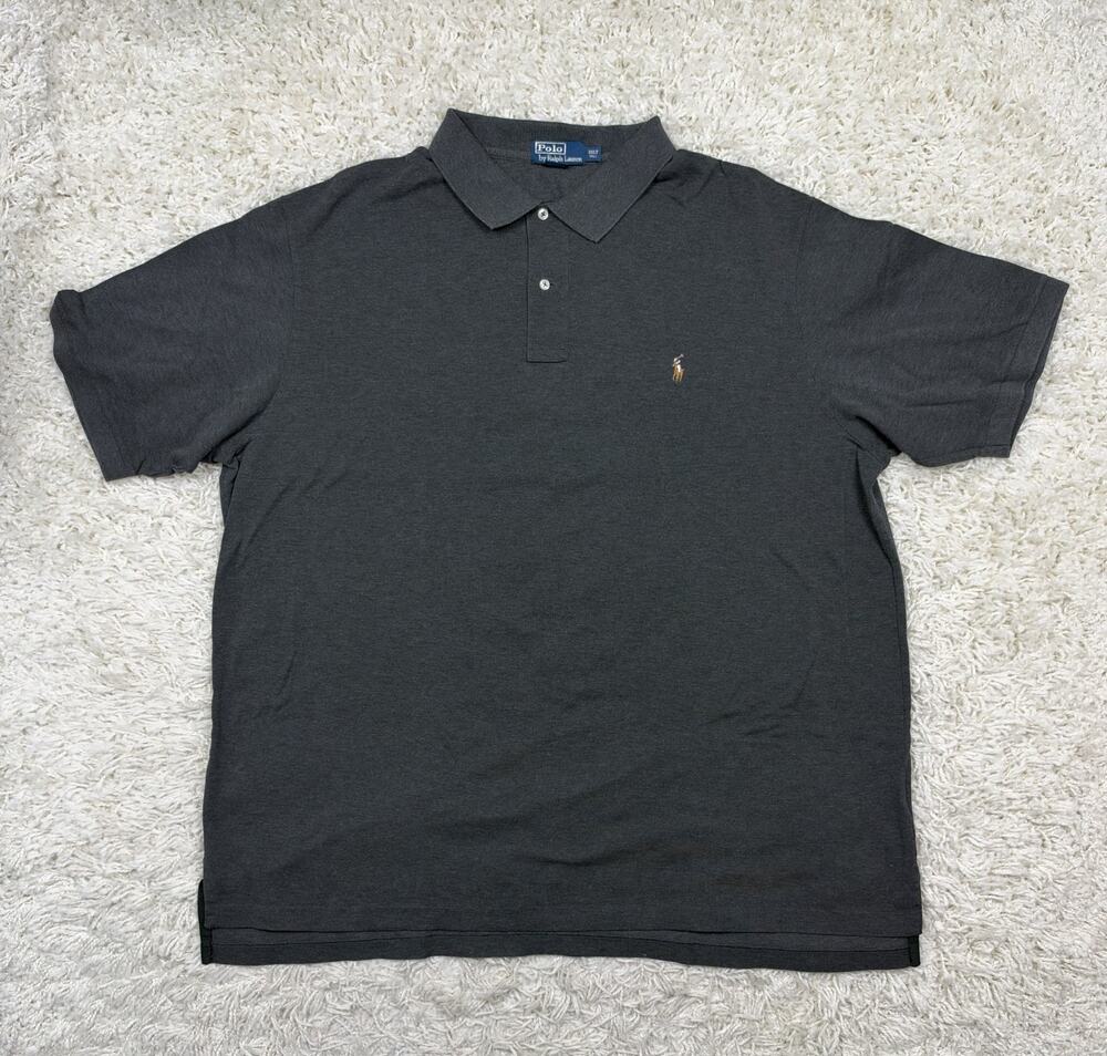 Polo Ralph Lauren Men's 3XLT Big Tall Short Sleeve Pique Polo Shirt Gray Pima